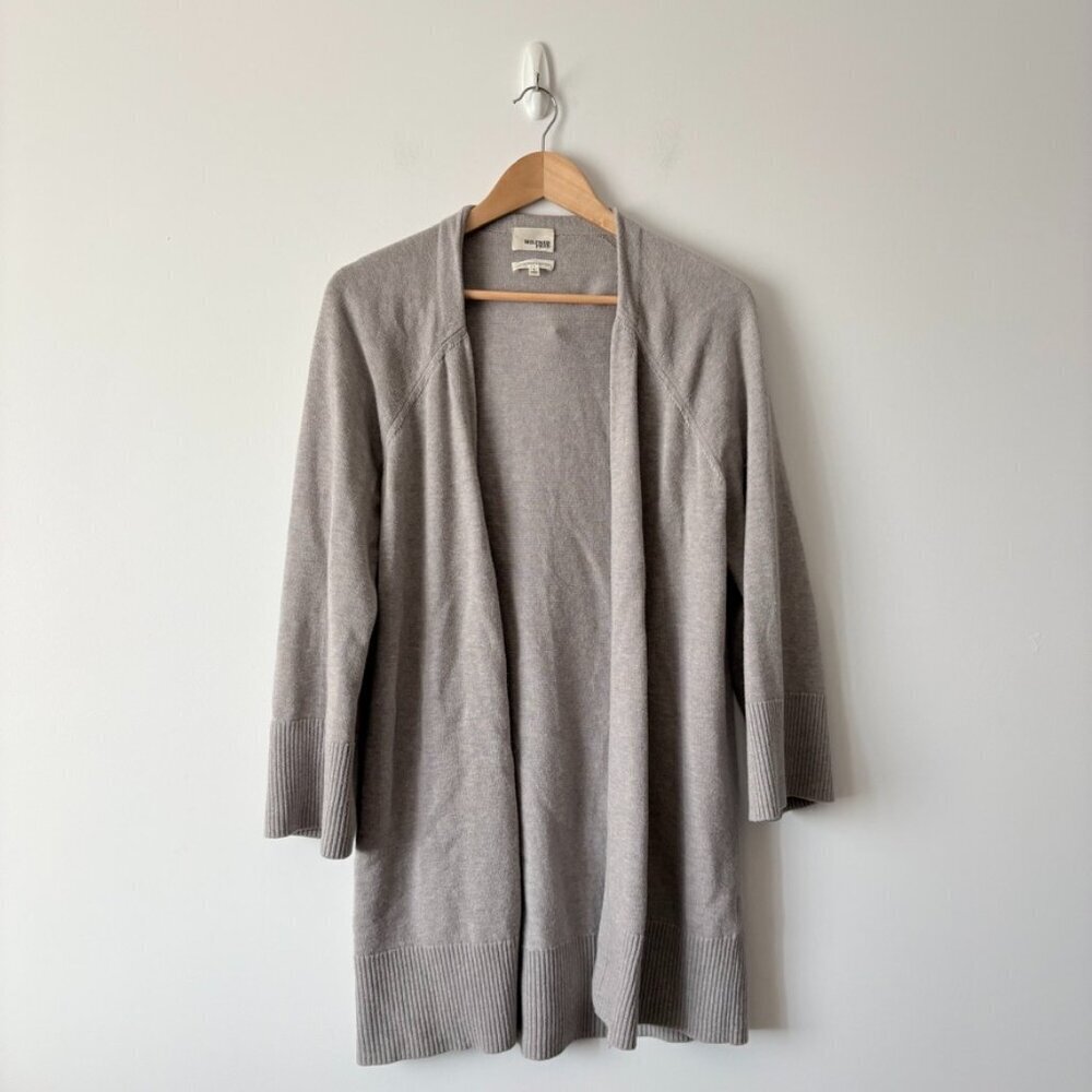 Aritzia Wilfred Free Merino Wool Cotton Knit Wide Sleeve Cardigan Grey Small
